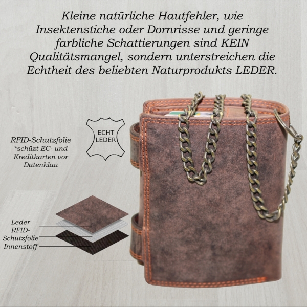 Flevado Herrengeldbörse Echt Leder RFID Schutz Hochformat